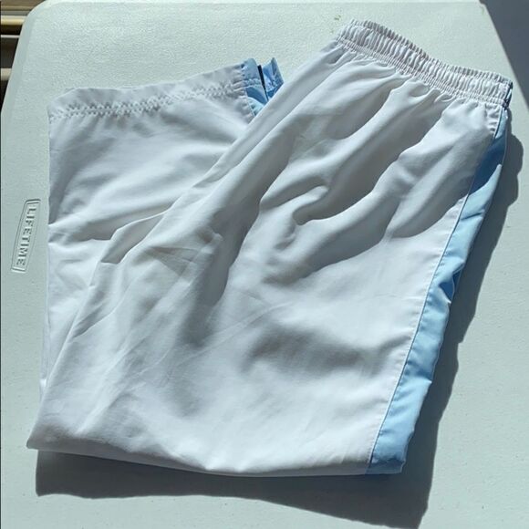 Nike Women’s Cropped Track Pants White & Light Blue Side Stripe – Size M - Picture 7 of 8